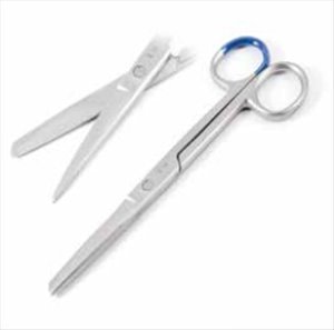 Sterile Single use Scissors straight 14.5 cm sharp/blunt with C