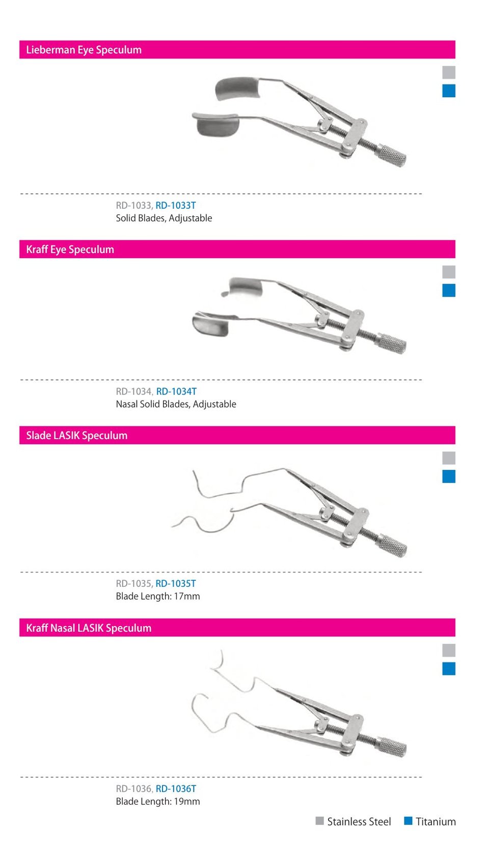Speculums, catalogue page 6 of 7