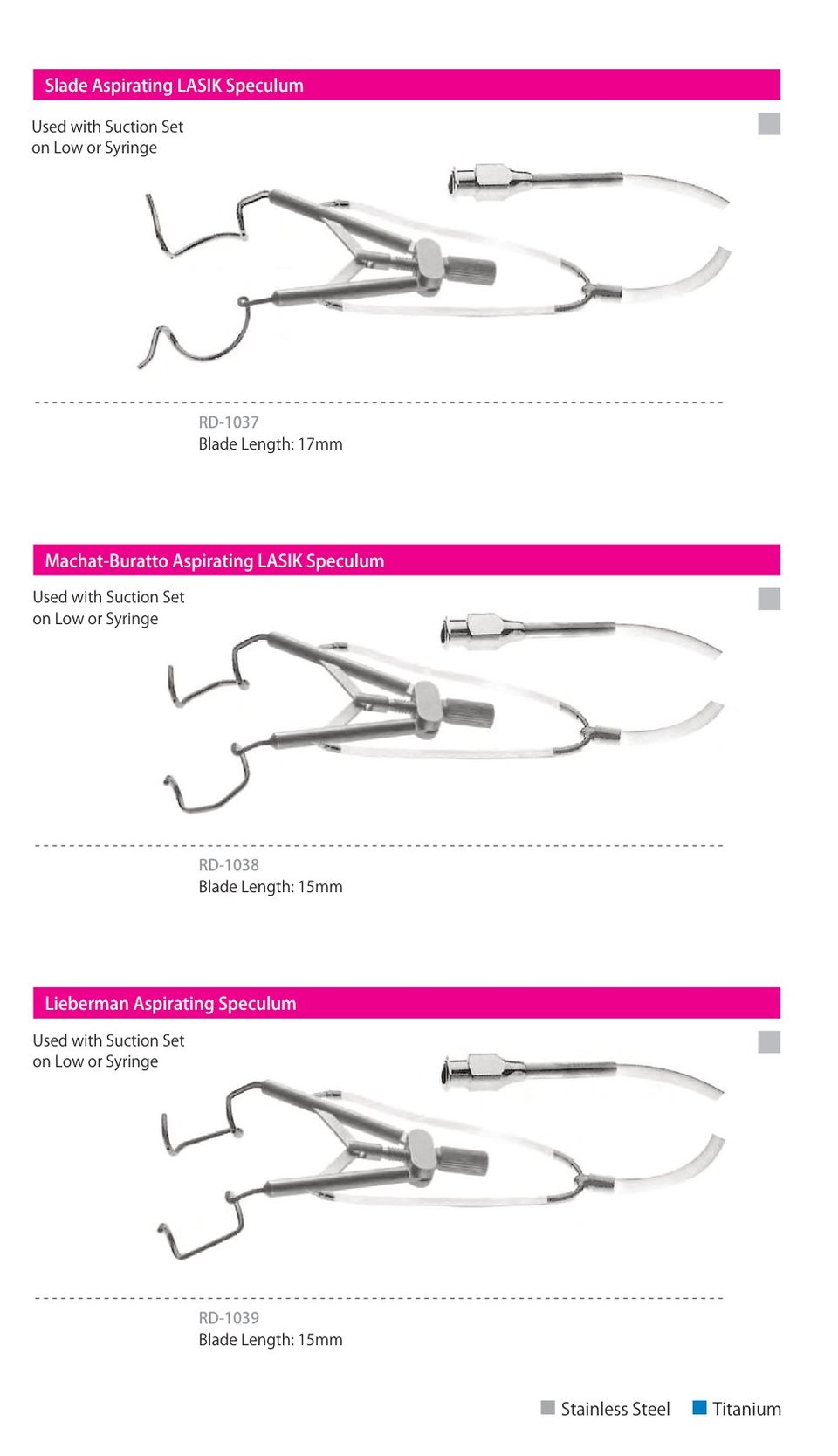 Speculums, catalogue page 7 of 7