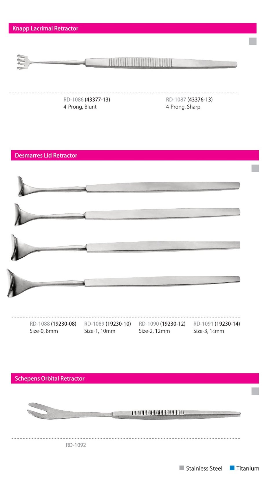 Retractors, catalogue page 2 of 3