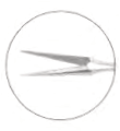 AlioMICS Scissors, 23Gauge,Curved Shaft Length 28mm with Horizontal Micro Blades,Tips Length 2.7mm
