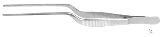 Bayonet Dressing Forceps, 146mm Long, Serrated Jaws