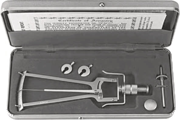 Schiotz Tonometer, autoclavable, inclined scale